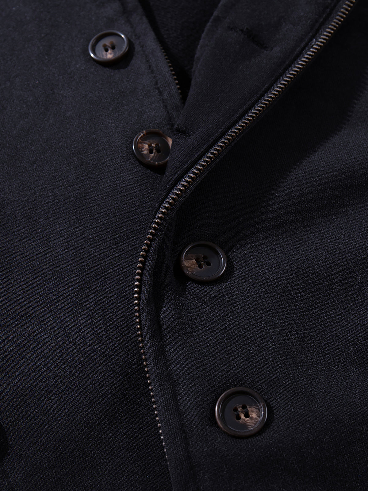 Button-Embellished Boxy Zip-Up Hoodie
