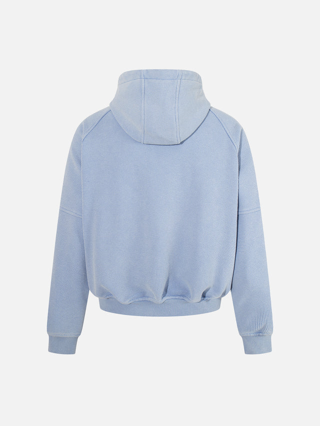 Buckle-Fastened Waffle-Knit Oversized Zip-Up Hoodie