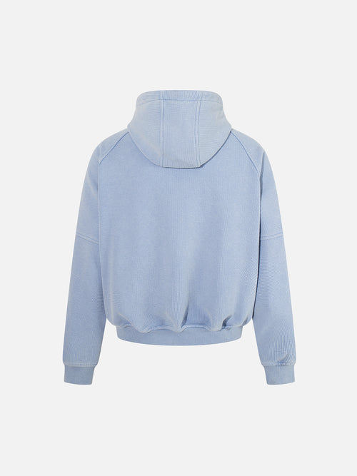 Buckle-Fastened Waffle-Knit Oversized Zip-Up Hoodie