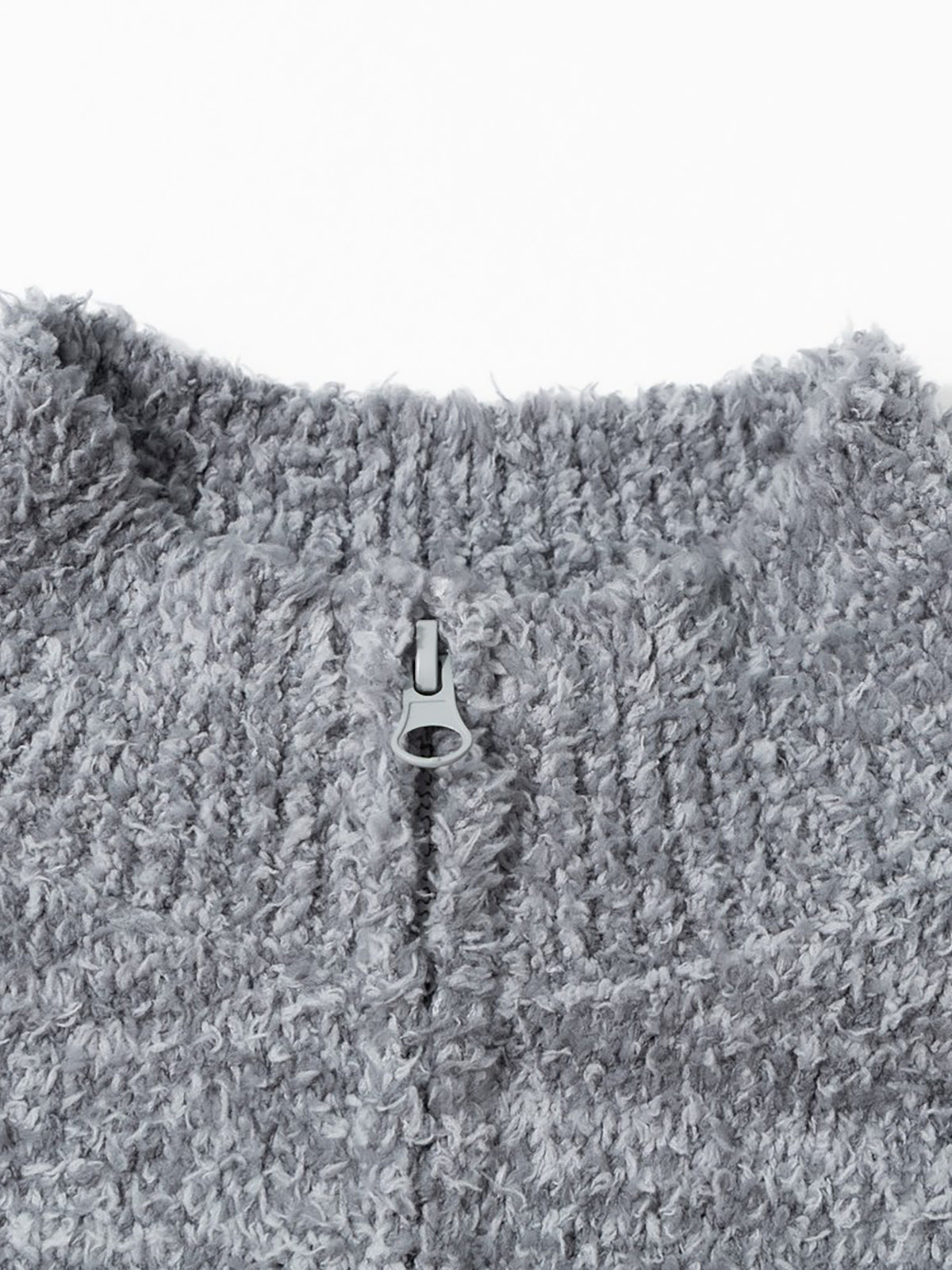 Rabbit Outline Graphic Stand Collar Knit Zip Cardigan