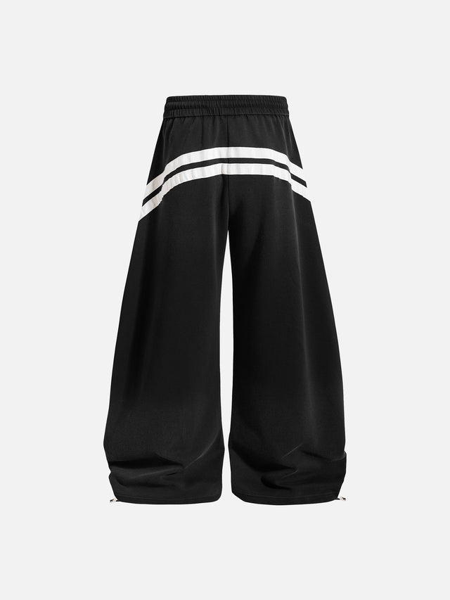 Distressed-Print Super-Baggy Curved-Leg Track Pants