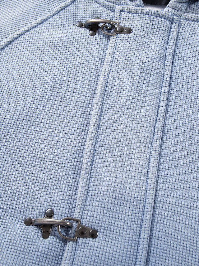 Buckle-Fastened Waffle-Knit Oversized Zip-Up Hoodie