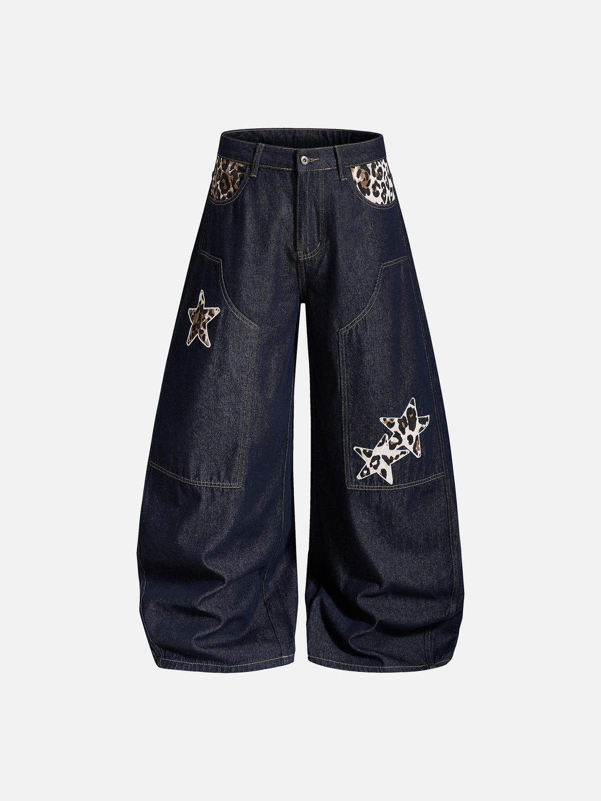 Leopard Patch Star Super-Baggy Denim Jeans