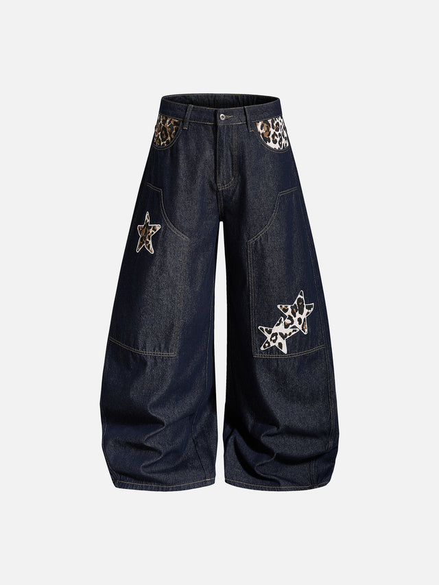 Leopard Patch Star Super-Baggy Denim Jeans