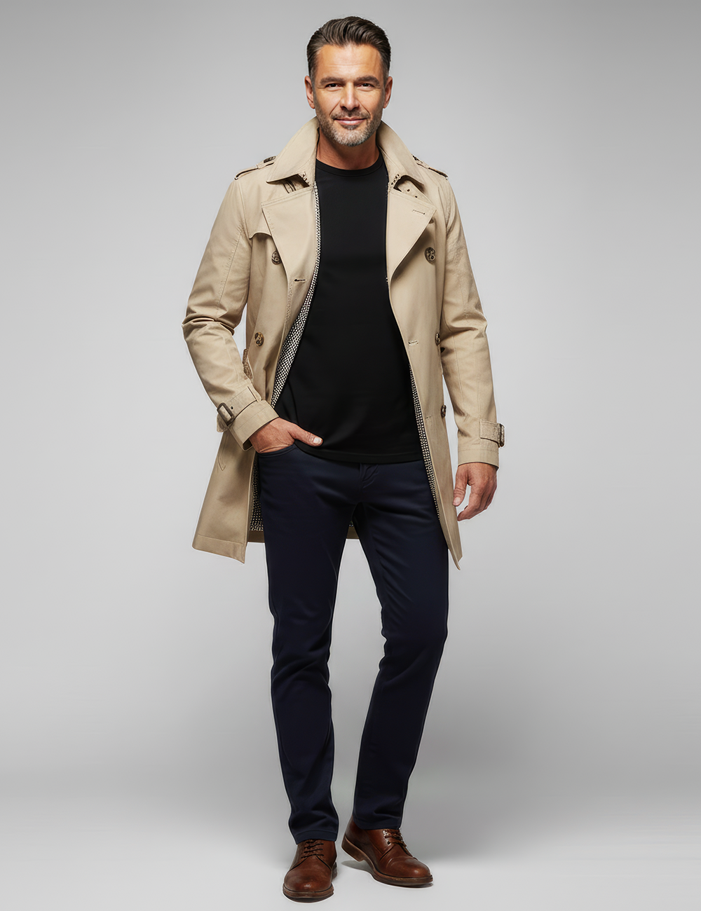 Men's Casual Solid Color Cotton Mid-Length Jacket
