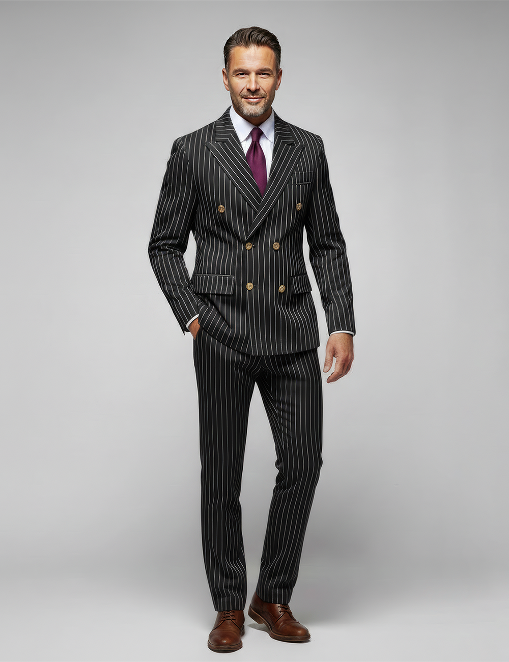 Men's Business Dinners And Weddings Striped Suit