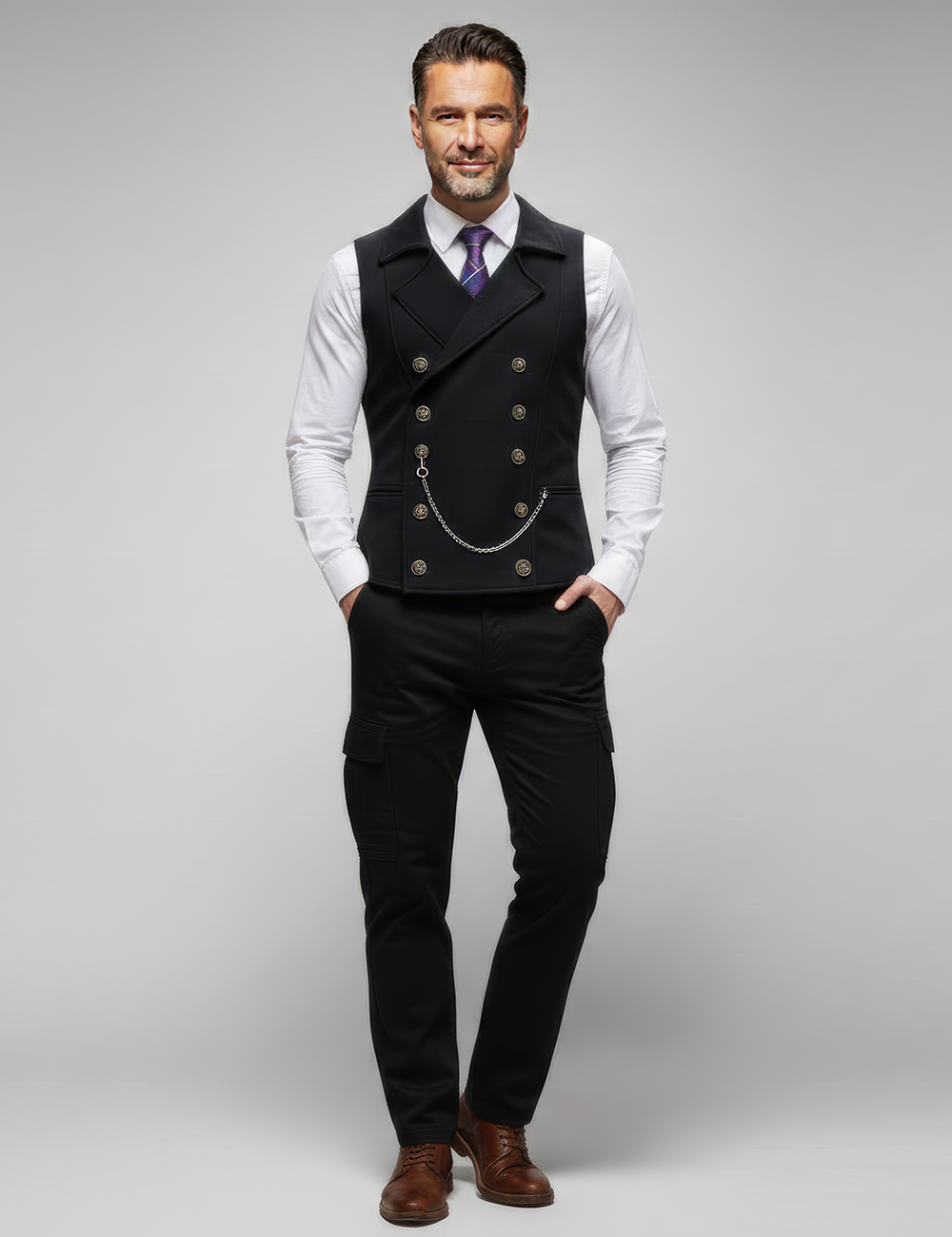 Men's Double-Breasted Chain Business Suit Vest
