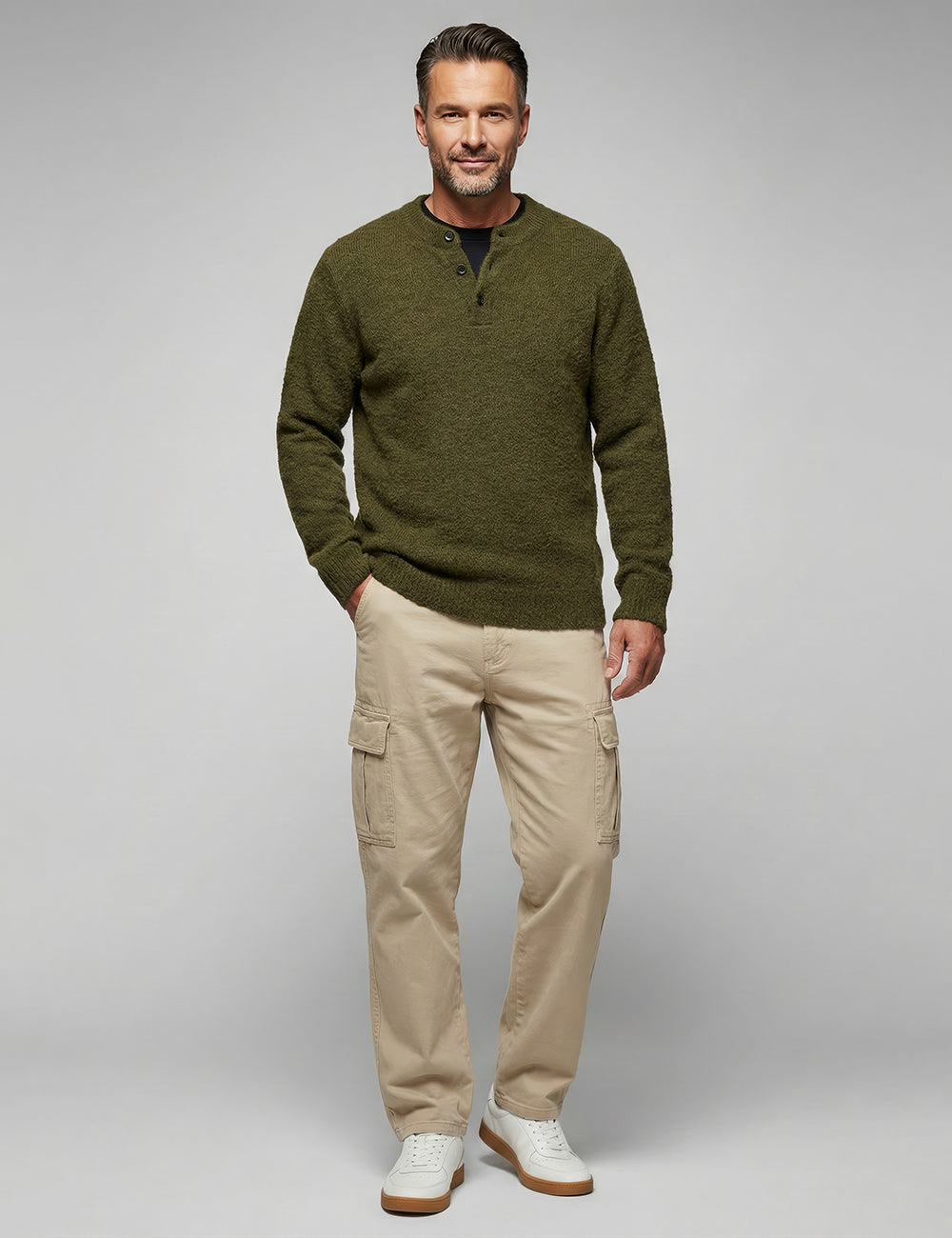 Men's Light Luxury Old Money Henry Collar Polo Knit Sweater