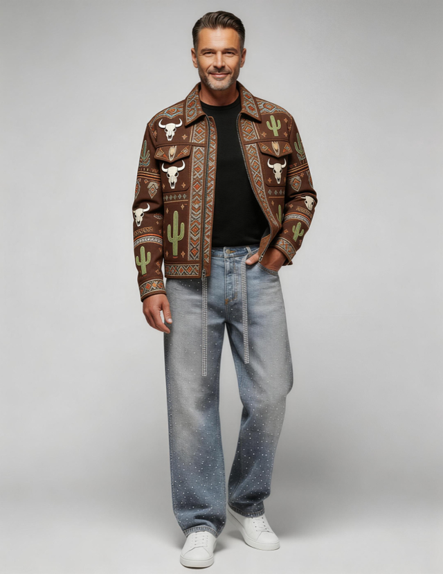Men's Thickened Suede Zippered Flap Pocket Jacket