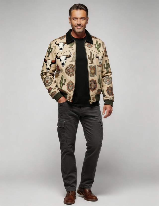 Men's American High Street Style Washed Frock Lapel Lambskin Denim Jacket