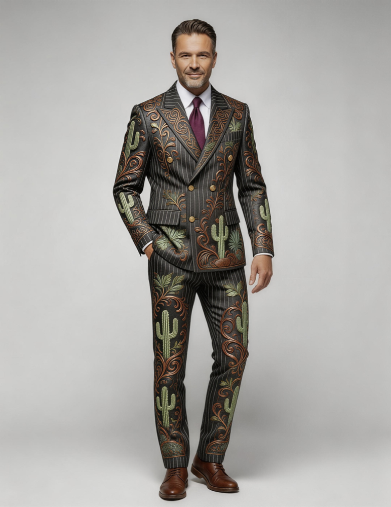 Men's Business Dinners And Weddings Striped Suit