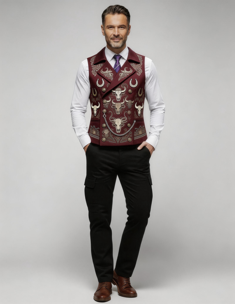 Men's Double-Breasted Chain Business Suit Vest