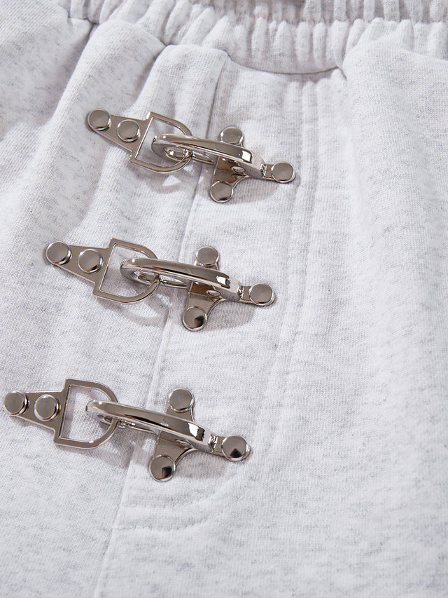 Clasp-Buckle Straight-Leg Sweatpants