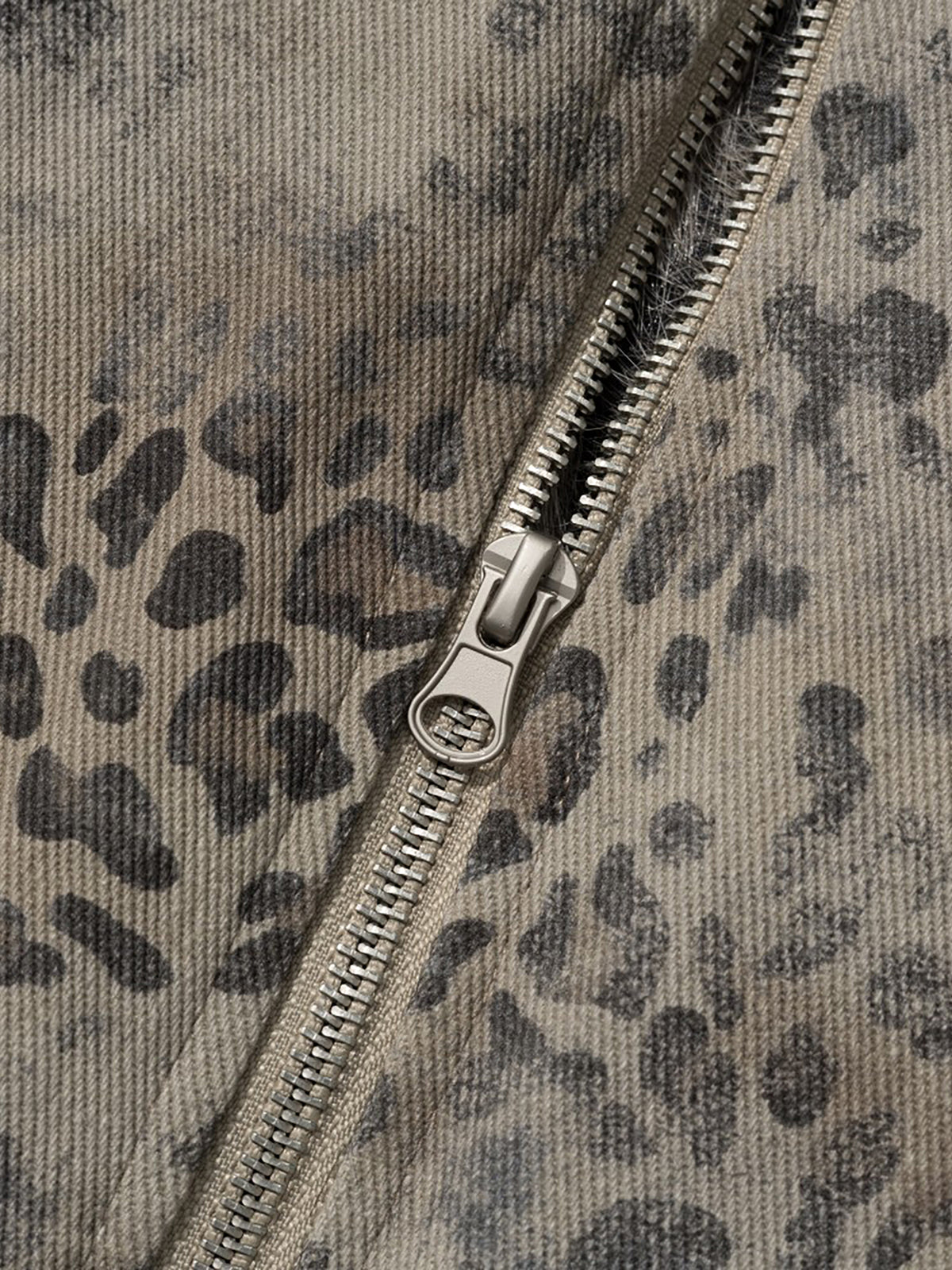 Leopard Print Faux-Fur Trim Multi-Zip Buckled Boxy Moto Jacket