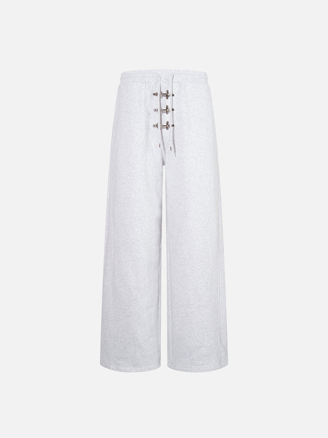 Clasp-Buckle Straight-Leg Sweatpants