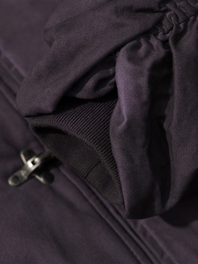 Fireman Clip Ruched-Sleeve Washed Boxy Bomber Jacket
