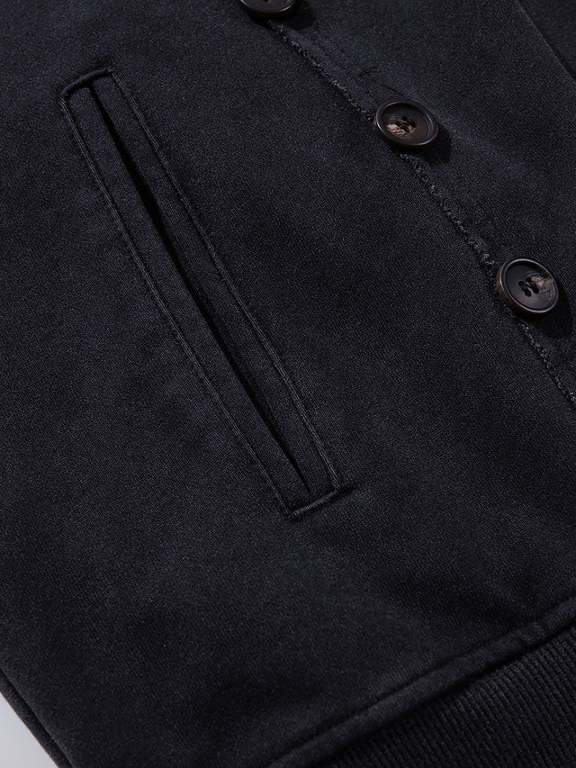 Button-Embellished Boxy Zip-Up Hoodie