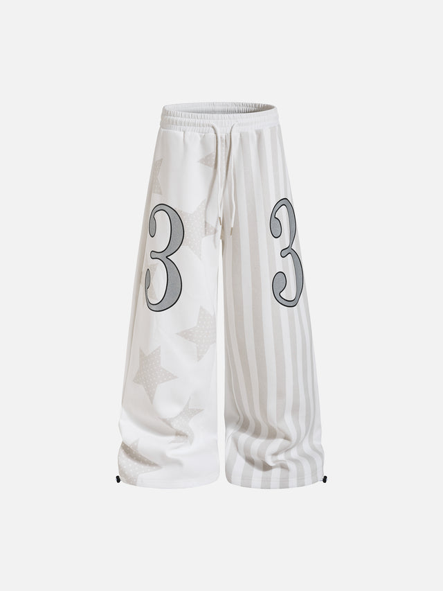 Star and Stripe Number Graphic Baggy Sweatpants
