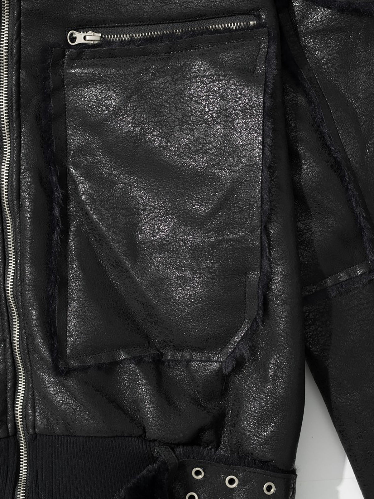 Faux-Fur Trim Hooded Eyelet-Belted Faux-Leather Boxy Moto Jacket