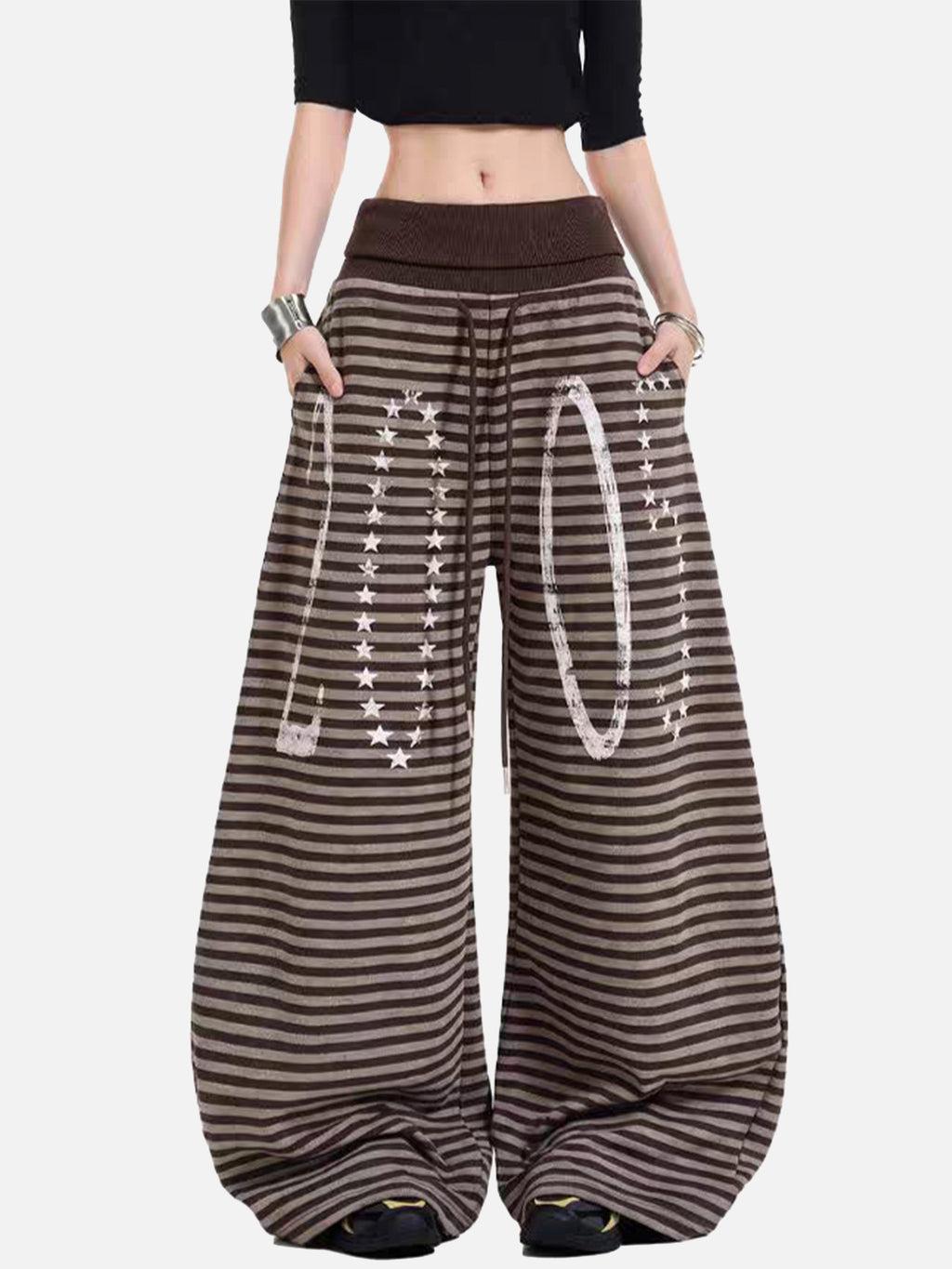 Striped Graphic Baggy Sweatpants