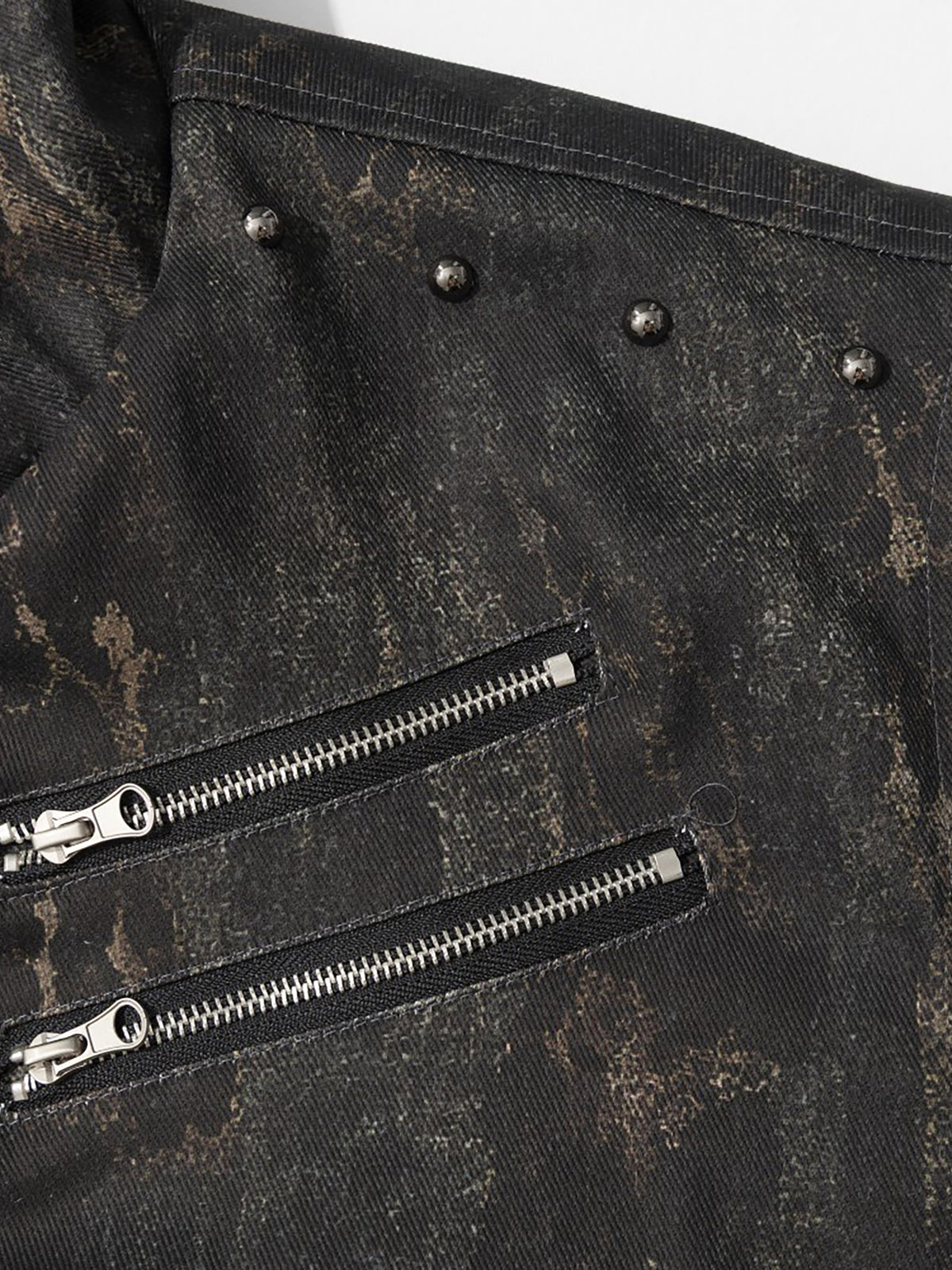 Studded Faux-Fur Trim Multi-Zip Buckled Boxy Bomber Jacket