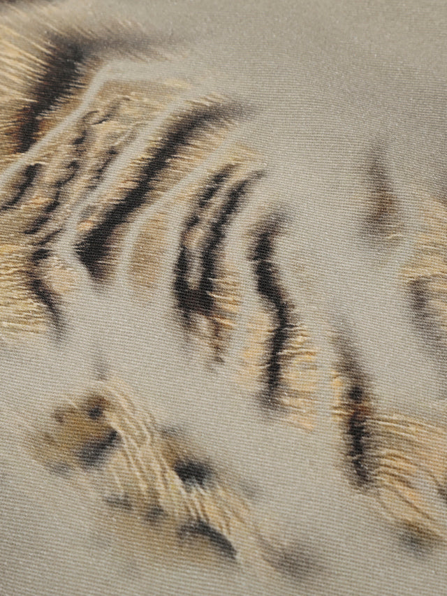Vintage Washed Tiger Print Wide Leg Denim Pants